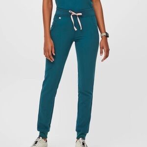Figs Caribbean Blue Joggers with Pink Accent
